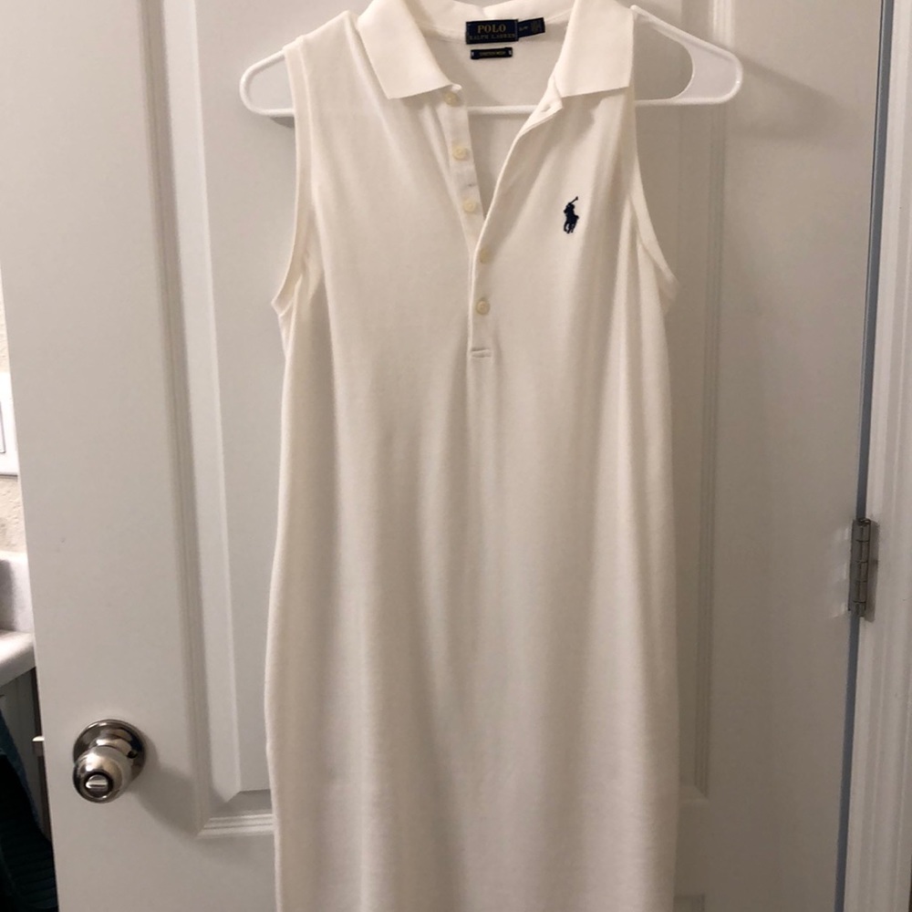 White Polo dress sleeveless.